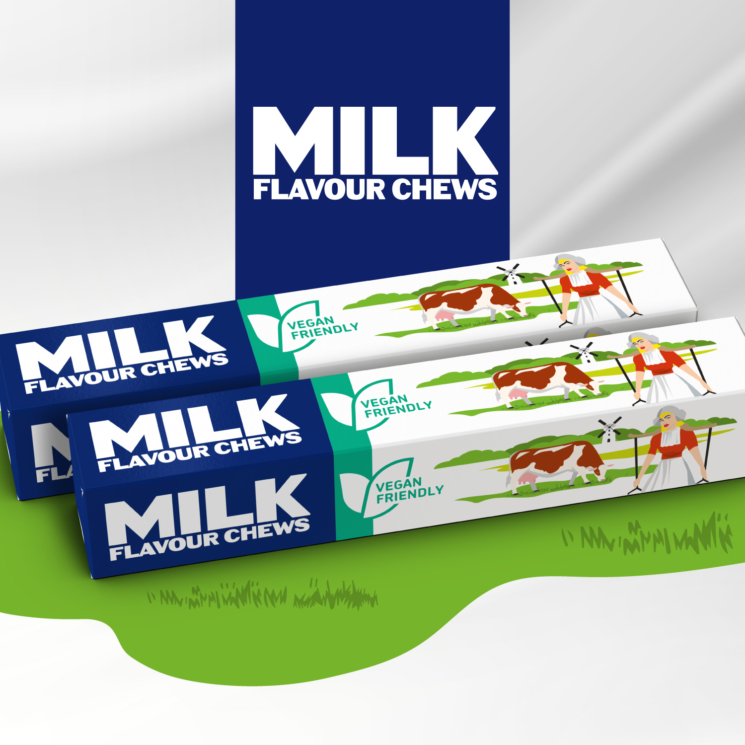 Milk Flavour Chews packaging Design. A real old-fashioned, childhood favourite.