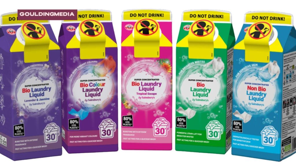 Sainsbury’s laundry detergents in cardboard cartons.