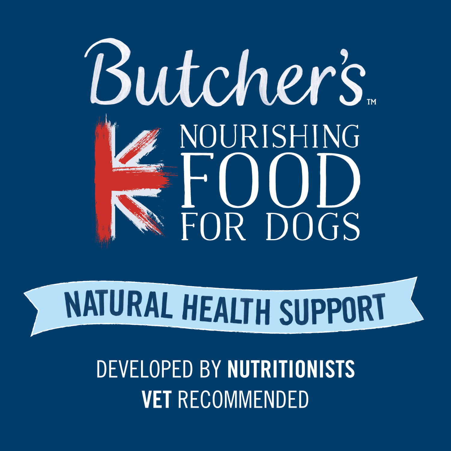 Butcher’s logo and Natural Health Support range branding for dog food packaging