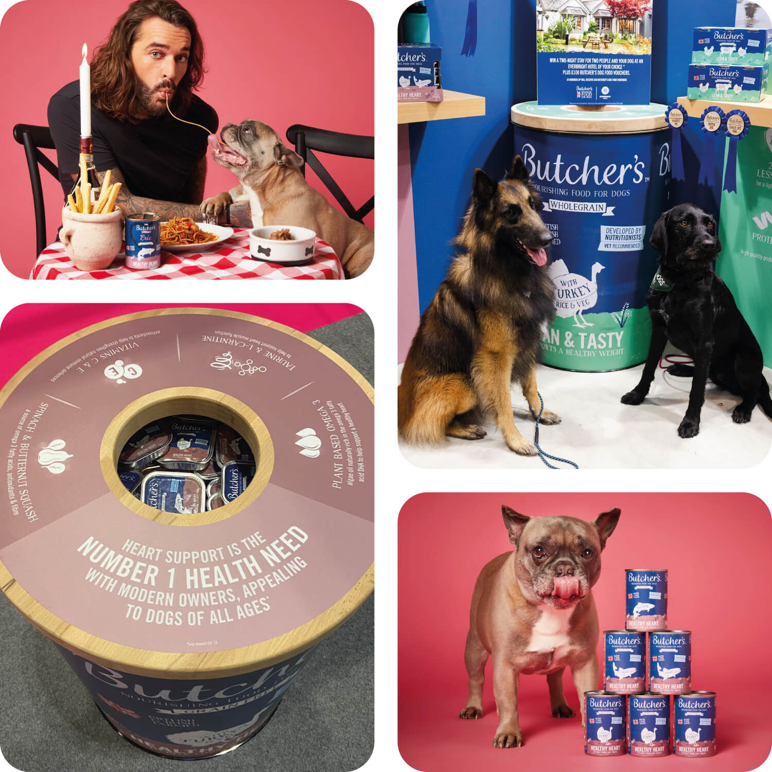 Butcher’s dog food marketing campaign photography and exhibition activation showcasing product packaging and brand experience