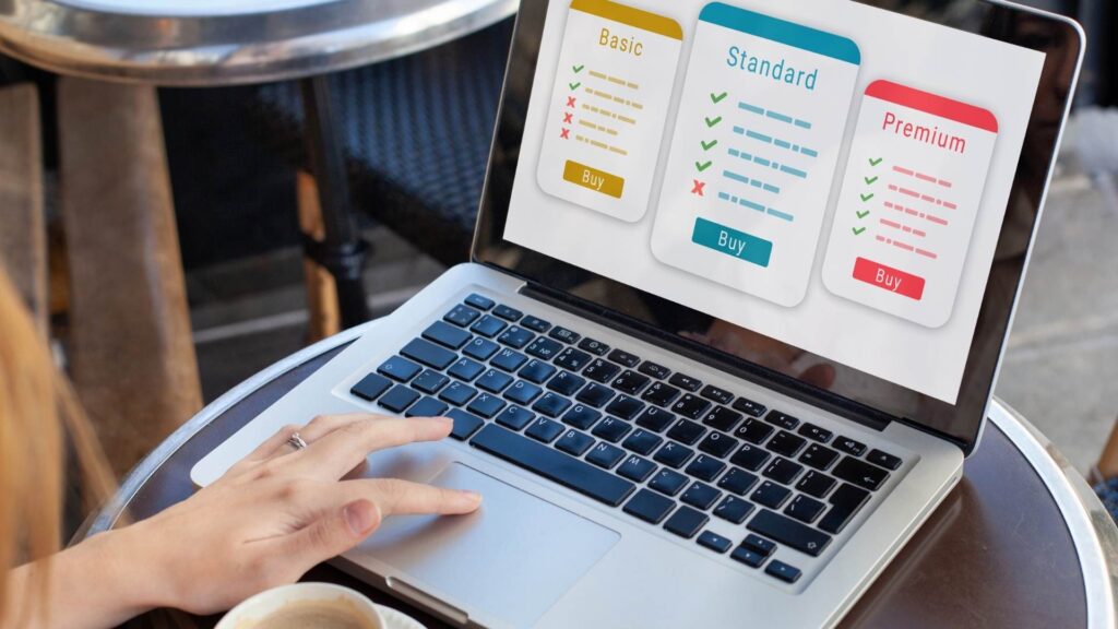 a subscription page in a laptop