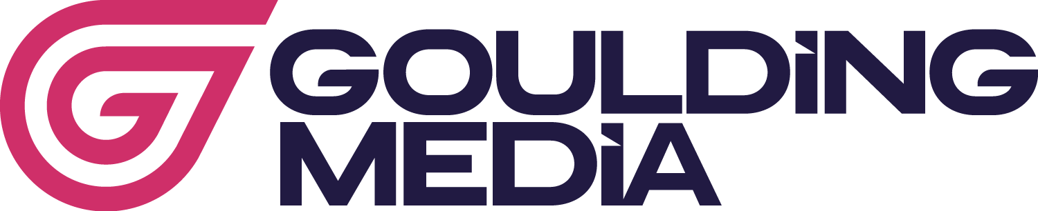 Goulding Media logo in pink and dark purple representing packaging design and marketing agency