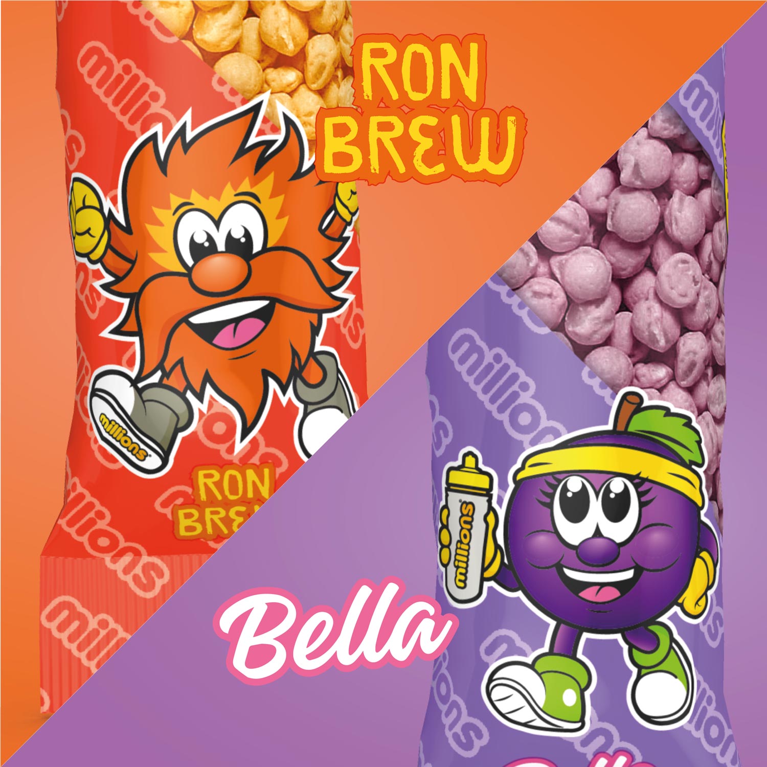 Millions Iron Brew & Blackcurrant Packaging Design Closeup