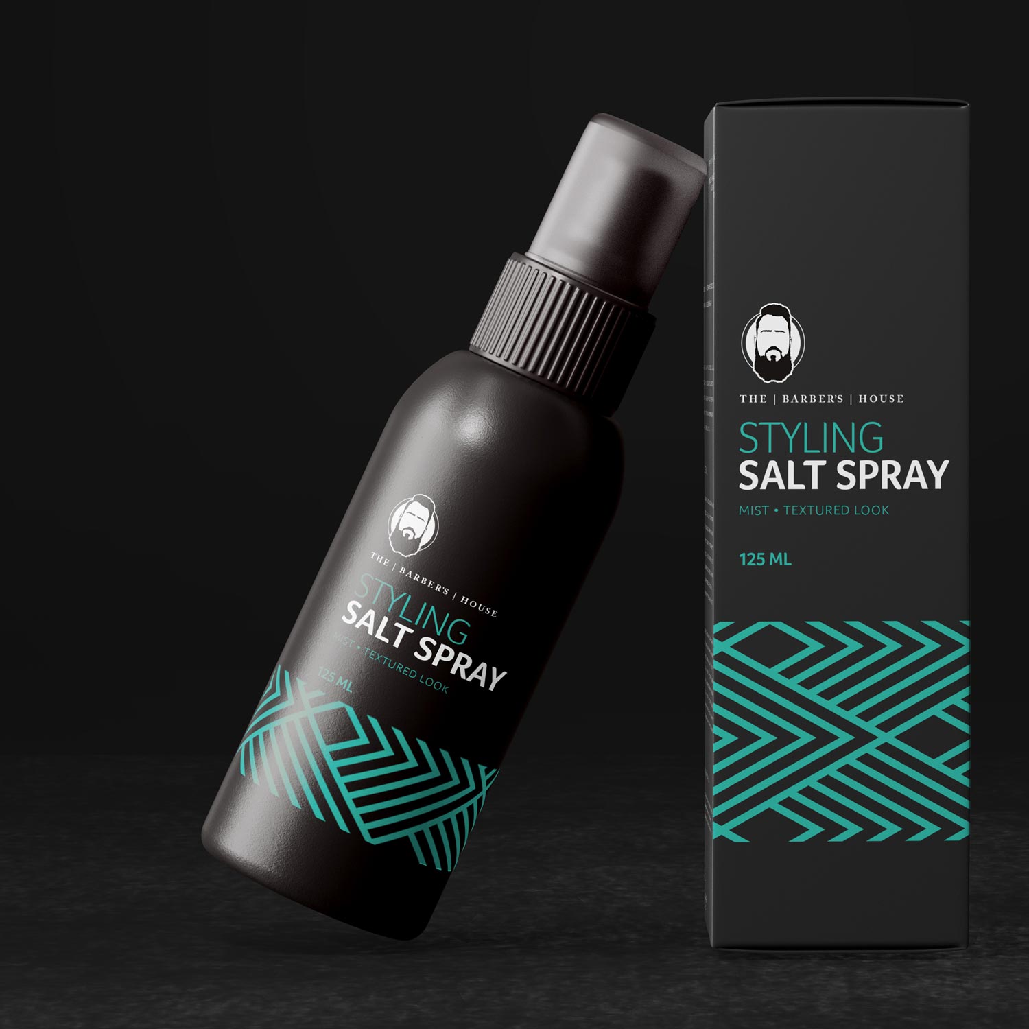 The Barber's House Salt Spray - hair products packaging design