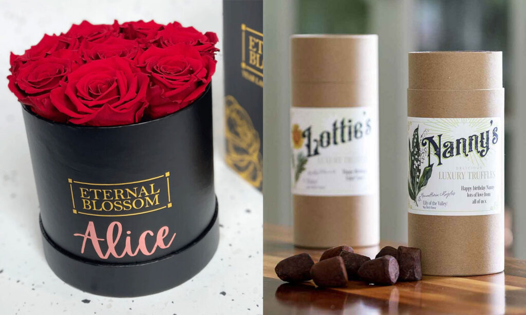 Exclusive and premium packaging design showcase with personalised printed names