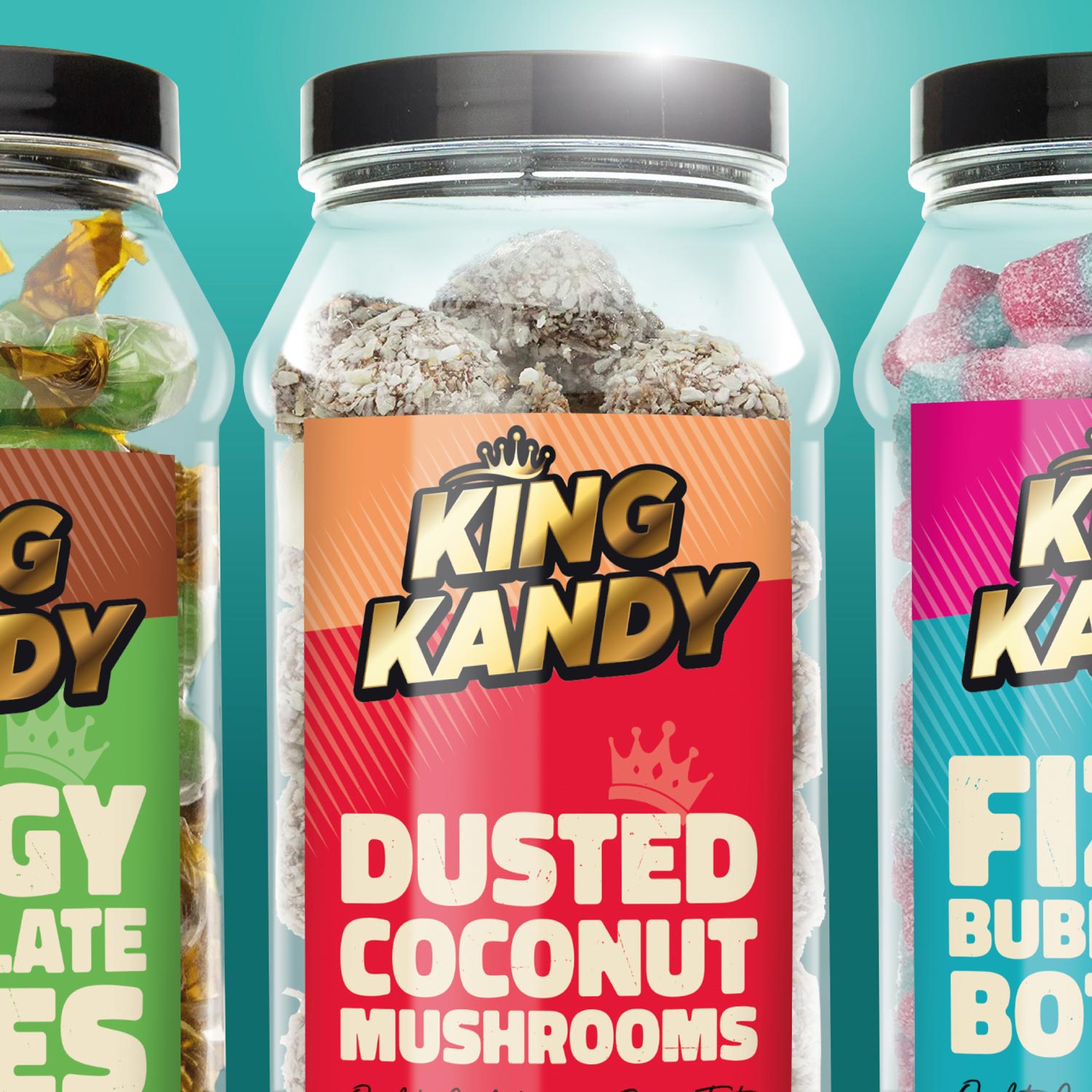 King Kandy Jars lineup Packaging Design for premium labels