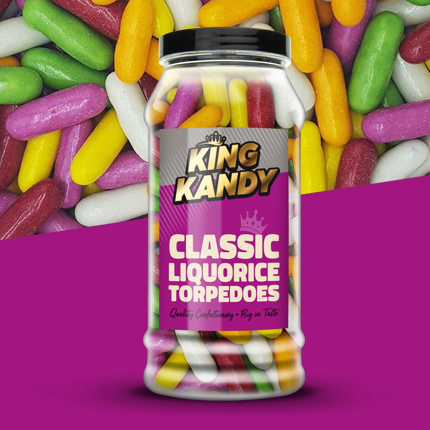 King Kandy Liquorice Torpedoes Packaging Design for Premium Jars