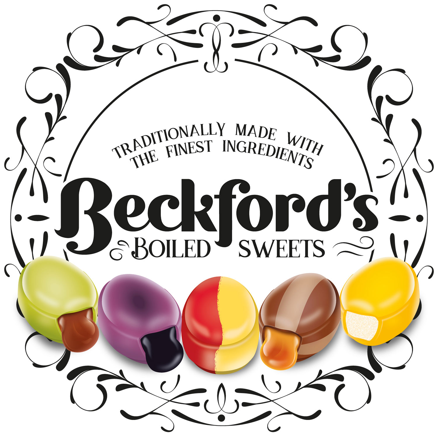 Beckfords Branding Boiled Sweets Traditionally Made with the Finest Ingredients Branding